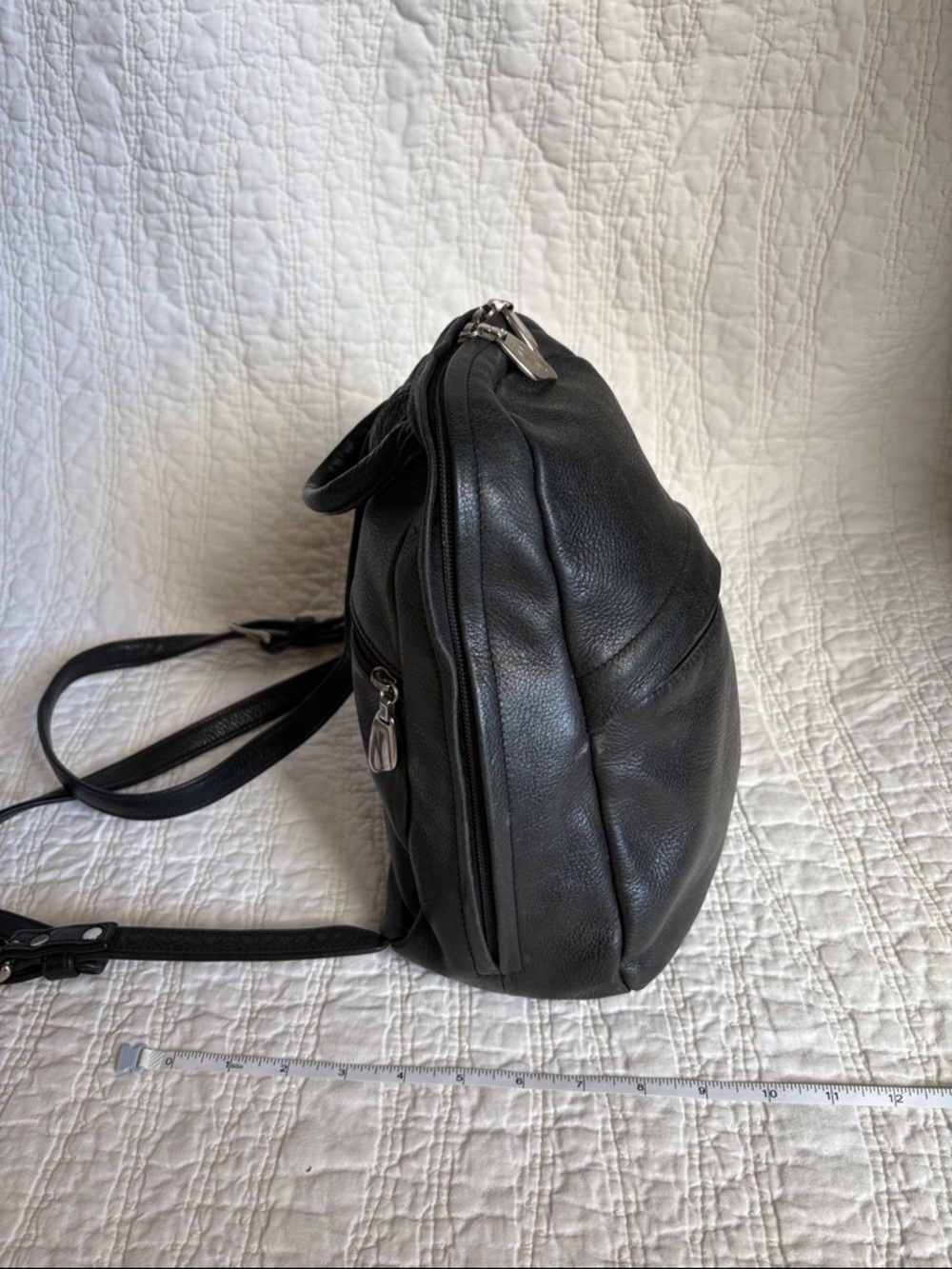 Everyday Black Leather Backpack - Sleek City Pack - Picture 2 of 15